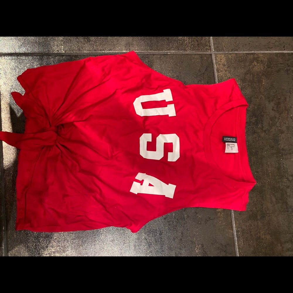 Red USA America tank top